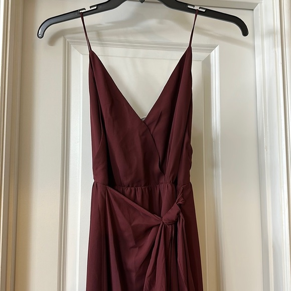 WAYF Maroon Bridesmaid Maxi Wrap V-Neck‎ Dress Size Small Burgundy - Picture 9 of 14